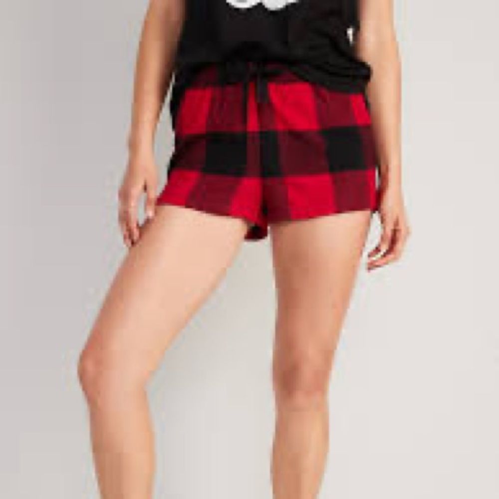 Old Navy Red and Black Plaid Pajama Shorts